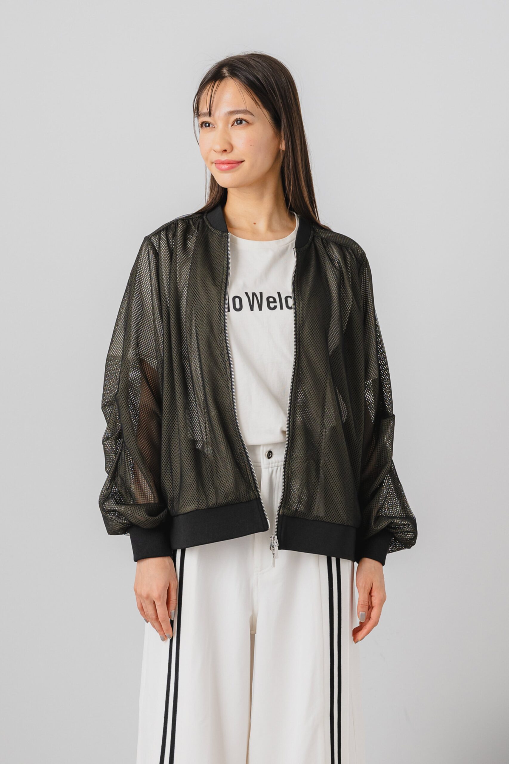 袖タックメッシュブルゾン 70050-3101